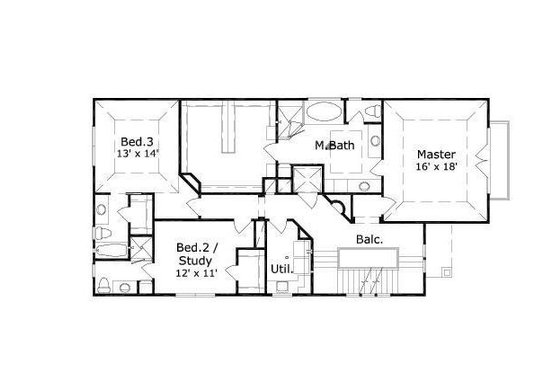 Floor Plan - Upper Floor for European House Plan #411-649 - 3 bed, 4.5 bath