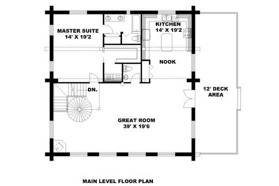 Floor Plan - Main Floor for Log House Plan #117-1059 - 3 bed, 2.5 bath
