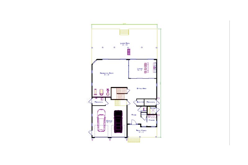 House Blueprint - Floor Plan - Main Floor for Beach House Plan #1115-7 - 6 bed, 8.5 bath