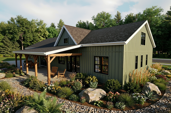 Exterior - Rear Elevation for Barndominium House Plan #48-1212 - 4 bed, 3.5 bath