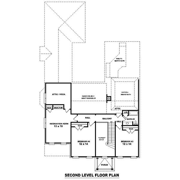 Floor Plan - Upper Floor for Colonial House Plan #81-1613 - 3 bed, 3 bath