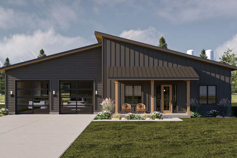 Architectural House Design - Barndominium Exterior - Front Elevation Plan #455-254