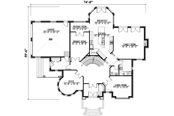 Floor Plan - Main Floor for European House Plan #138-118 - 4 bed, 2.5 bath
