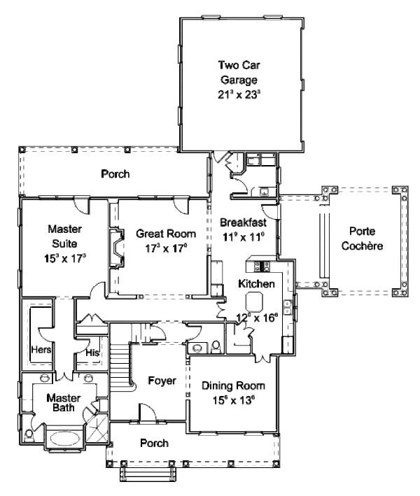 Dream House Plan - Country Floor Plan - Main Floor Plan #429-46