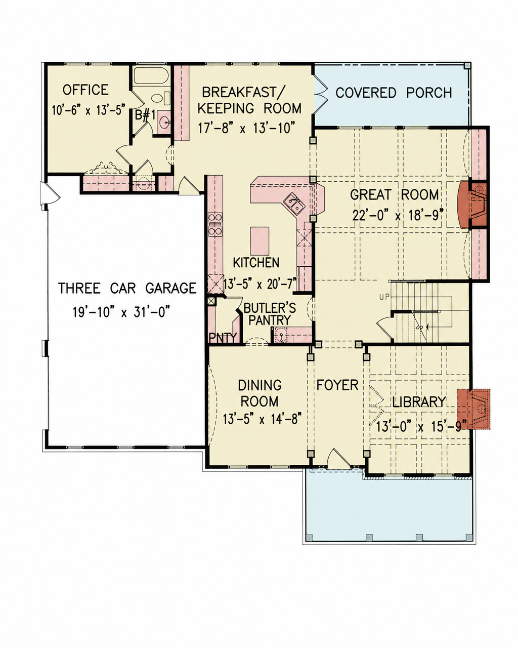Floor Plan - Main Floor for Craftsman House Plan #54-694 - 5 bed, 4 bath
