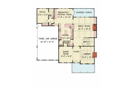 Floor Plan - Main Floor for Craftsman House Plan #54-694 - 5 bed, 4 bath