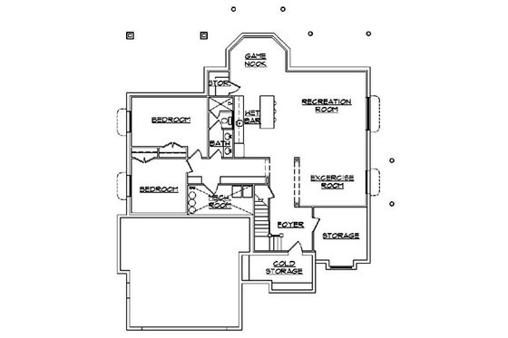 Floor Plan - Lower Floor for European House Plan #5-370 - 3 bed, 2.5 bath