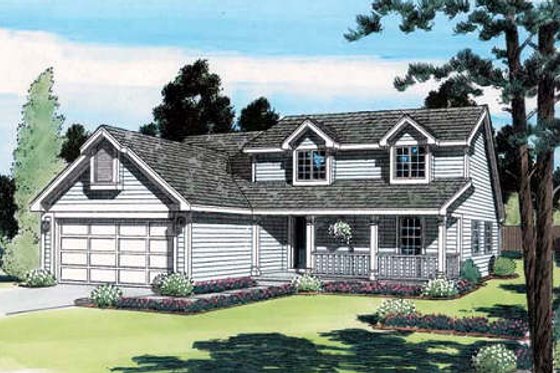 Exterior - Front Elevation for Country House Plan #312-546 - 4 bed, 2 bath