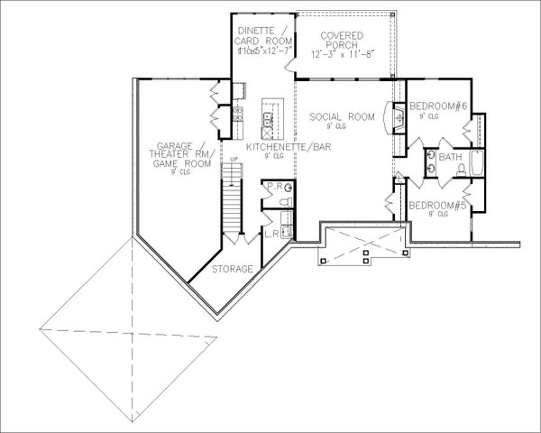 Craftsman Floor Plan - Lower Floor Plan #54-408