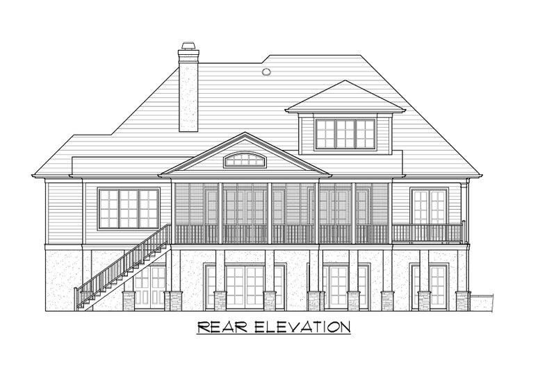 House Blueprint - Exterior - Rear Elevation 2 for European House Plan #1054-51 - 3 bed, 3.5 bath