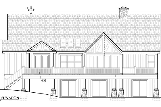 Exterior - Rear Elevation for European House Plan #417-239 - 3 bed, 2.5 bath