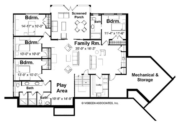 Dream House Plan - Floor Plan - Lower Floor for Farmhouse House Plan #928-421 - 2 bed, 2.5 bath