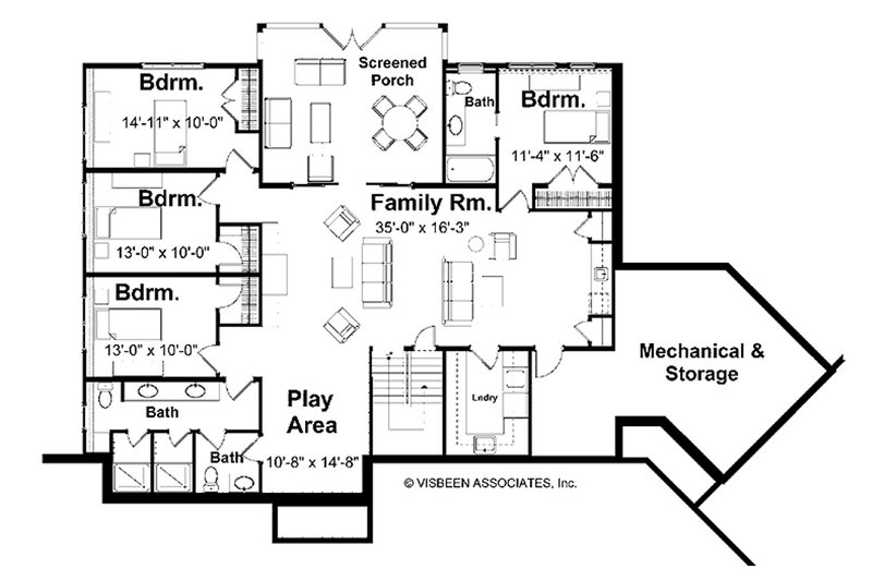 Dream House Plan - Floor Plan - Lower Floor for Farmhouse House Plan #928-421 - 2 bed, 2.5 bath