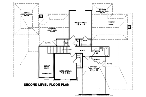 Floor Plan - Upper Floor for European House Plan #81-1043 - 3 bed, 2.5 bath