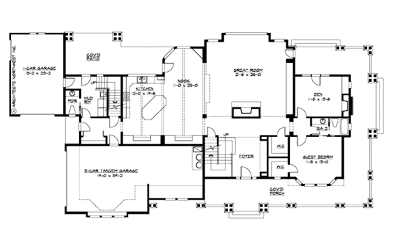 Architectural House Design - Craftsman Floor Plan - Main Floor Plan #132-213