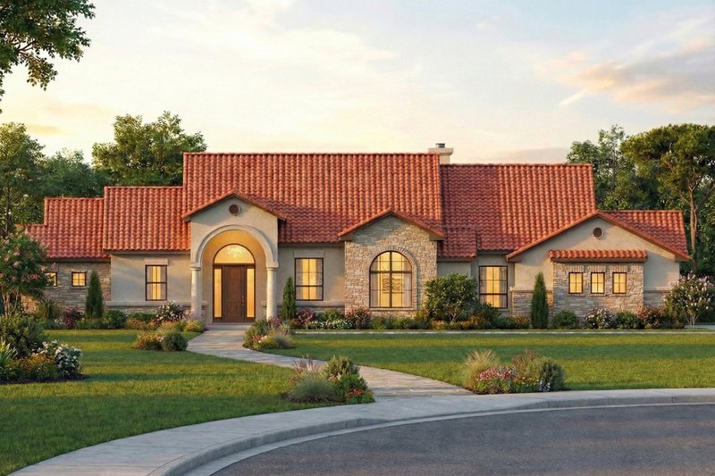 House Design - Mediterranean Exterior - Front Elevation Plan #80-179