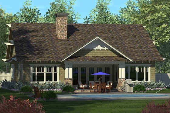 Exterior - Rear Elevation for Craftsman House Plan #453-59 - 4 bed, 3 bath