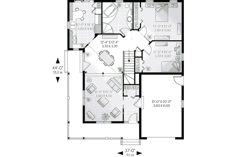 Dream House Plan - Floor Plan - Main Floor for Cottage House Plan #23-135 - 2 bed, 1 bath