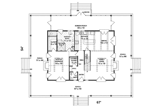 Floor Plan - Main Floor for Southern House Plan #81-107 - 3 bed, 2.5 bath