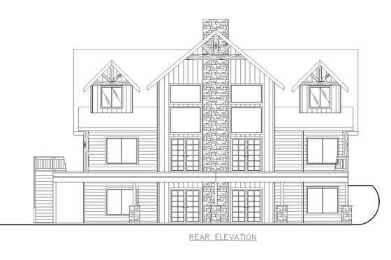 Exterior - Rear Elevation for Craftsman House Plan #117-1010 - 3 bed, 3.5 bath