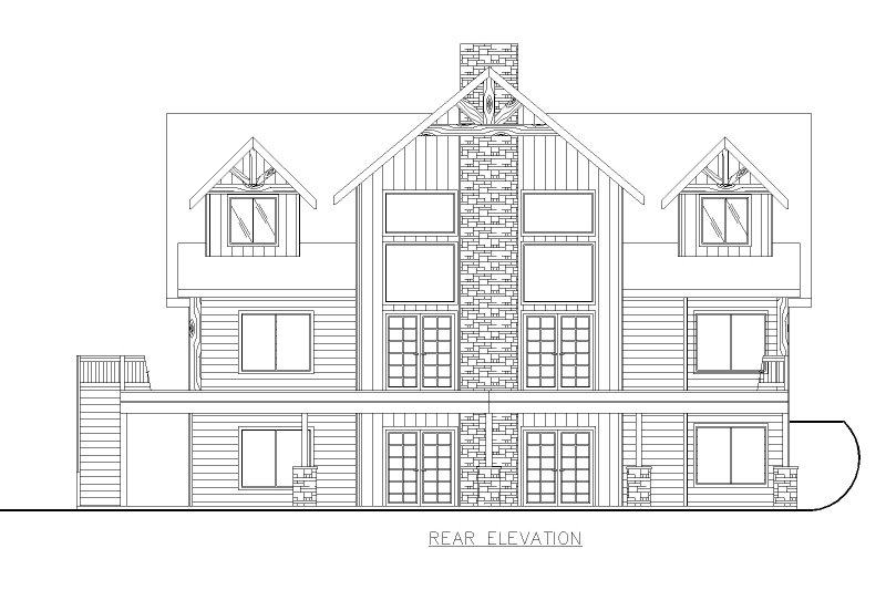 House Design - Exterior - Rear Elevation for Craftsman House Plan #117-1010 - 3 bed, 3.5 bath