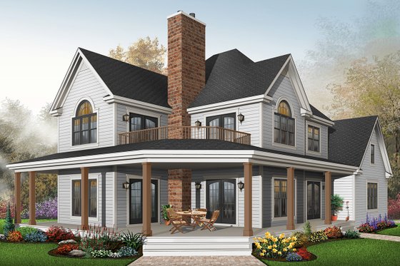 Exterior - Front Elevation 3 for Farmhouse House Plan #23-519 - 3 bed, 2.5 bath