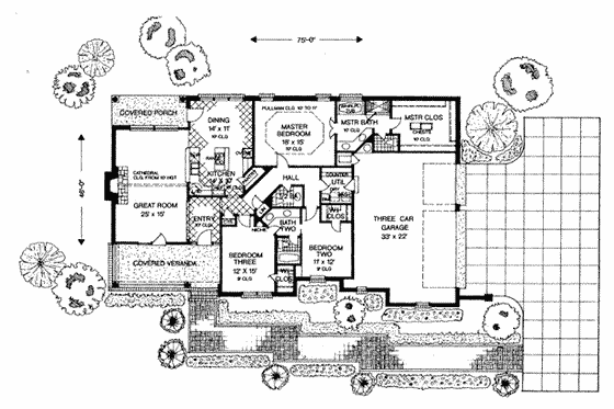 Floor Plan - Main Floor for Traditional House Plan #310-241 - 3 bed, 2.5 bath