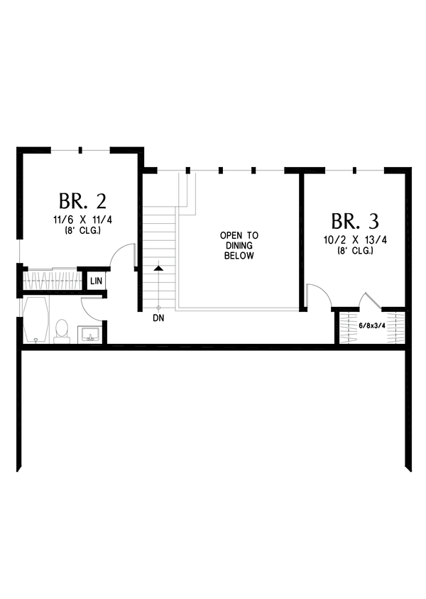 House Blueprint - Floor Plan - Upper Floor for Farmhouse House Plan #48-1216 - 3 bed, 2.5 bath