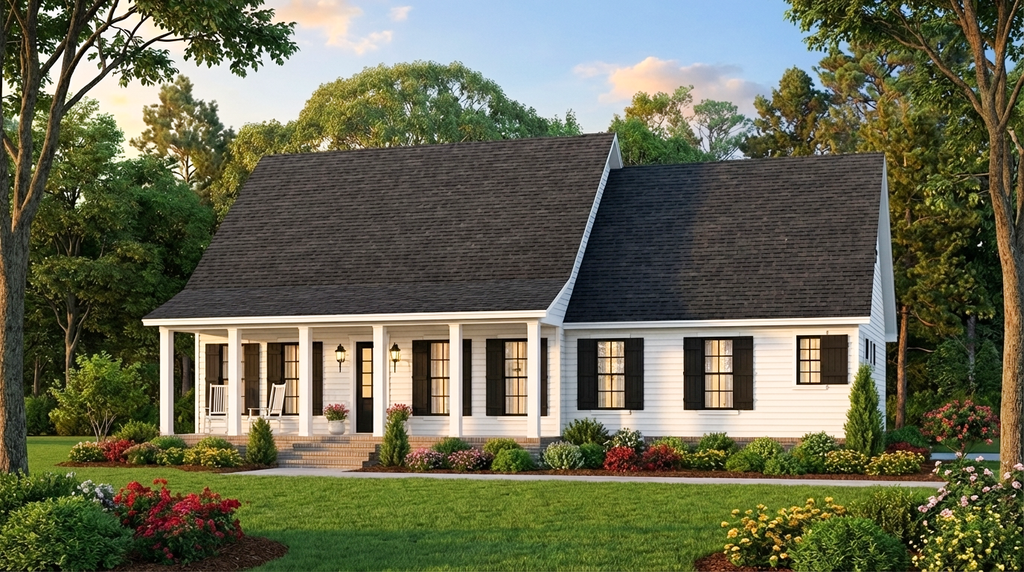 Exterior - Front Elevation 2 for Cottage House Plan #406-9662 - 3 bed, 2 bath