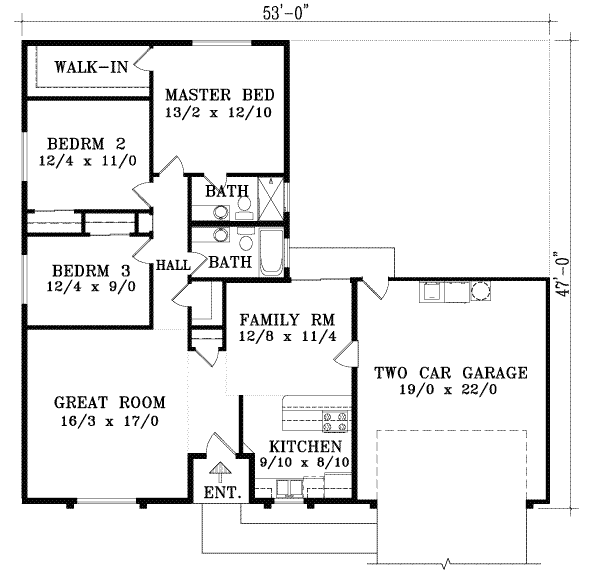 Ranch Floor Plan - Main Floor Plan #1-1211