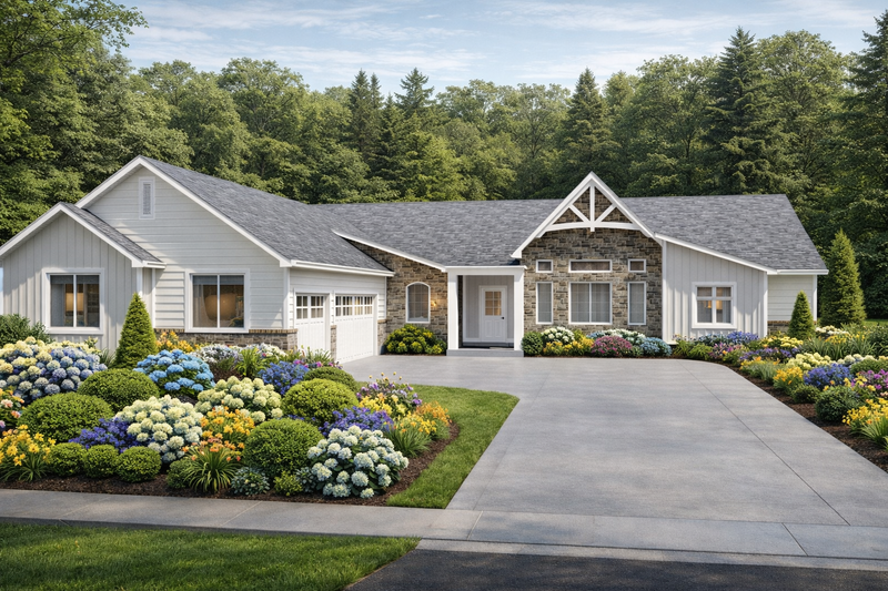 House Blueprint - Exterior - Front Elevation 2 for Craftsman House Plan #1111-46 - 4 bed, 3.5 bath