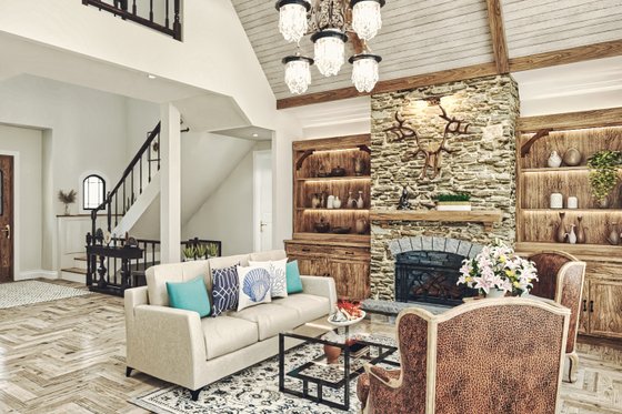 Interior - Family Room for Craftsman House Plan #54-709 - 3 bed, 3 bath