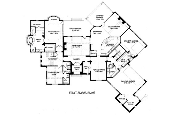 Floor Plan - Main Floor for European House Plan #413-802 - 4 bed, 5 bath
