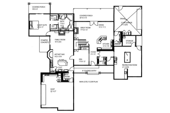 Floor Plan - Main Floor for Craftsman House Plan #117-879 - 5 bed, 4.5 bath