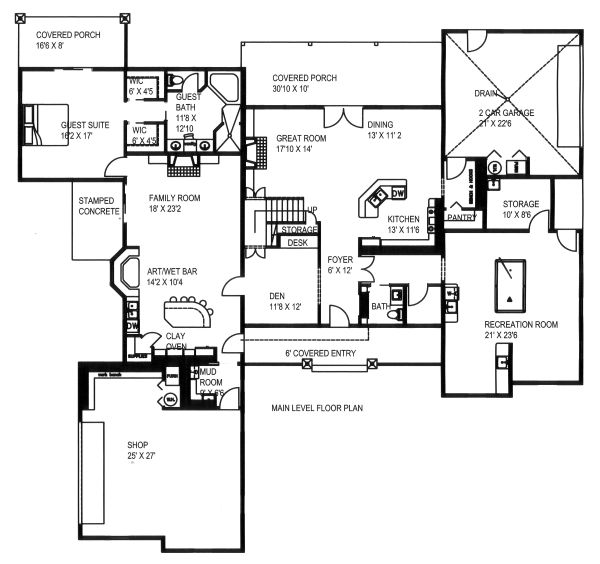 House Blueprint - Craftsman Floor Plan - Main Floor Plan #117-879