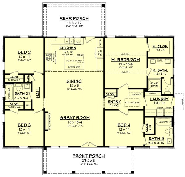 Dream House Plan - Floor Plan - Main Floor for Farmhouse House Plan #430-432 - 4 bed, 3 bath
