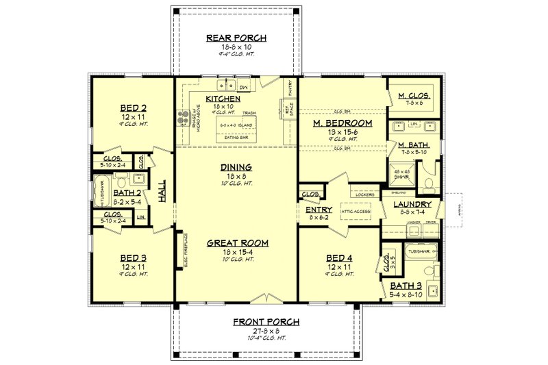 House Plan Design - Floor Plan - Main Floor for Farmhouse House Plan #430-432 - 4 bed, 3 bath