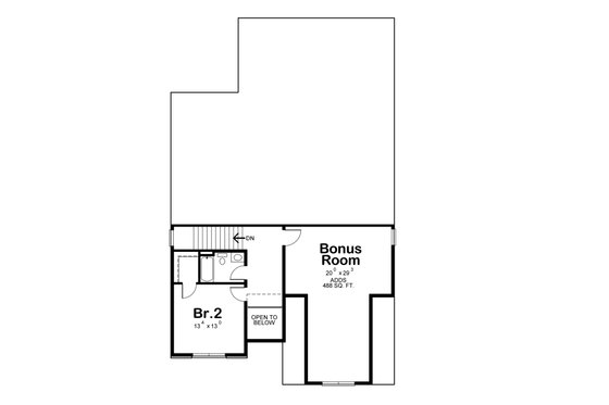 Floor Plan - Upper Floor for Craftsman House Plan #20-2280 - 2 bed, 3 bath