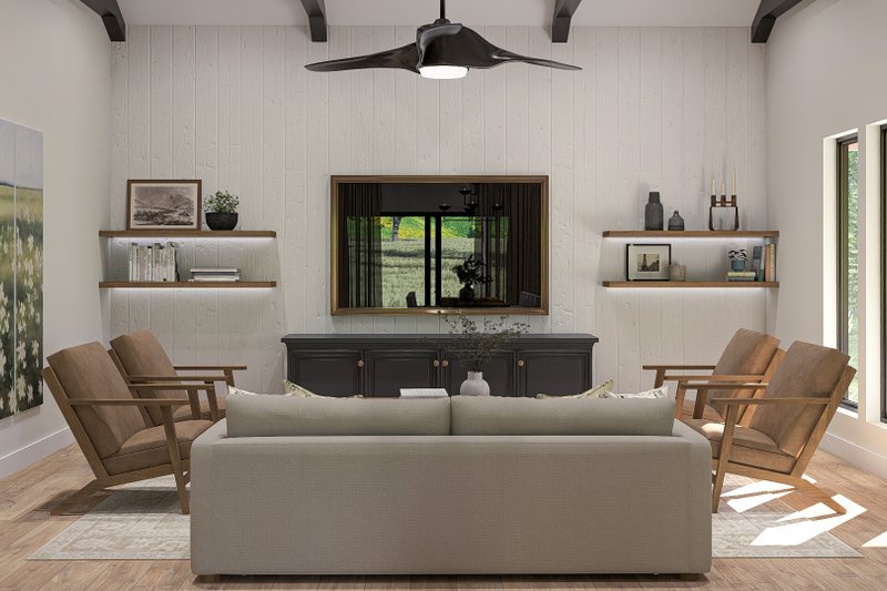 House Blueprint - Interior - Family Room for Barndominium House Plan #455-582 - 4 bed, 3 bath