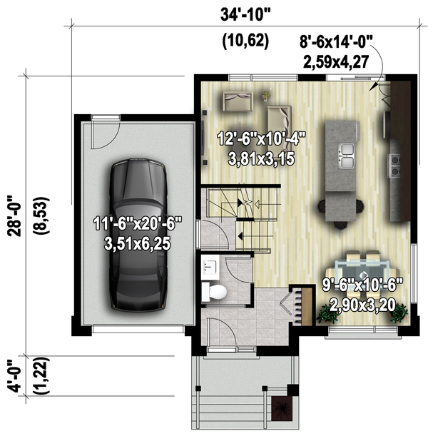 Contemporary Floor Plan - Main Floor Plan #25-4572
