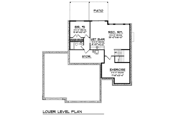 Dream House Plan - Farmhouse Floor Plan - Lower Floor Plan #70-1557