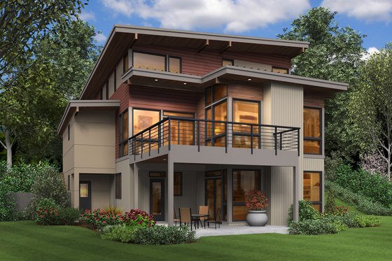 Exterior - Rear Elevation 2 for Contemporary House Plan #48-656 - 4 bed, 3.5 bath