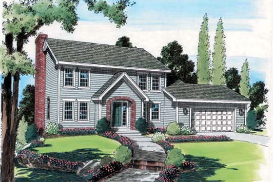 Exterior - Front Elevation for Traditional House Plan #312-387 - 4 bed, 2.5 bath