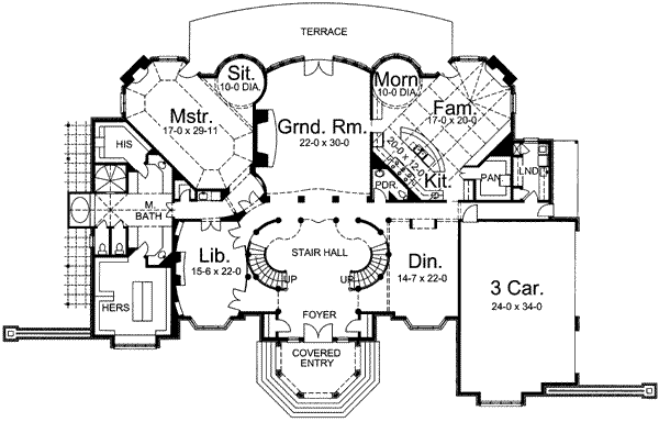 House Blueprint - European Floor Plan - Main Floor Plan #119-170