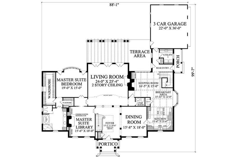Architectural House Design - Floor Plan - Main Floor for Classical House Plan #137-397 - 4 bed, 4 bath