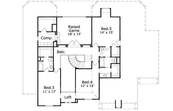 European Floor Plan - Upper Floor Plan #411-180