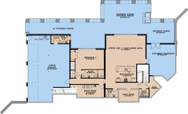 House Blueprint - Floor Plan - Lower Floor for Country House Plan #923-490 - 4 bed, 5.5 bath