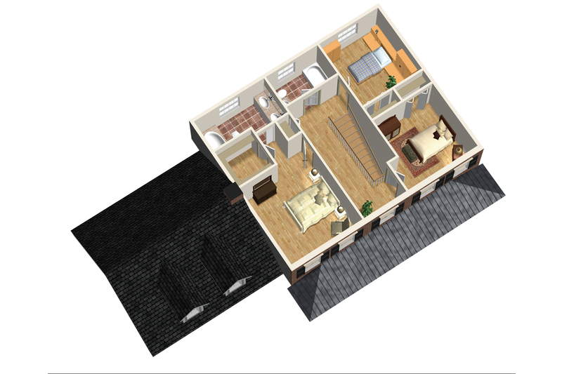 House Blueprint - Floor Plan - Upper Floor 1 for Colonial House Plan #25-4678 - 3 bed, 2 bath