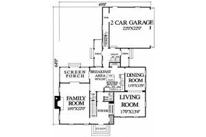 Floor Plan - Main Floor for Colonial House Plan #137-178 - 3 bed, 2 bath