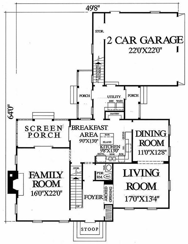 Home Plan - Colonial Floor Plan - Main Floor Plan #137-178